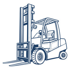 Forklift truck with raised forks industrial vehicle