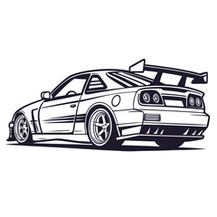 Modified sports car with spoiler racing car modified car