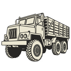 Heavy duty military truck illustration transport vehicle