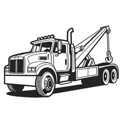 Naklejka premium Heavy duty tow truck with crane and hook vector