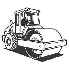 Heavy roller vehicle for road construction vector