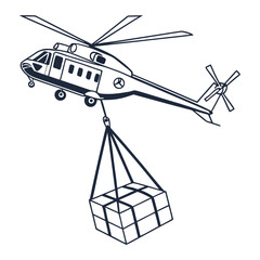 Helicopter carrying cargo box transport aviation