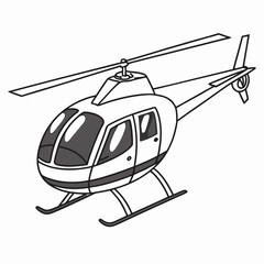 Helicopter with rotor and skids aviation transport