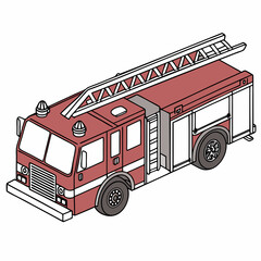 Red fire truck with ladder and white stripe emergency vehicle red vehicle