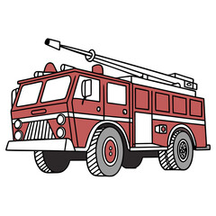 Red fire truck with water cannon rescue vehicle emergency vehicle