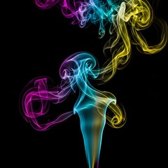Obraz premium Abstract swirls of vibrant colored smoke against a stark black background