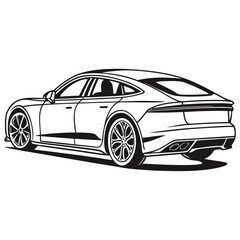 Fototapeta premium Sleek black electric sedan rear view electric car luxury vehicle
