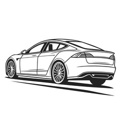 Sleek black electric sedan side profile electric car luxury vehicle