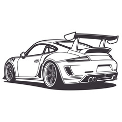 Sleek black sports car with large rear spoiler automotive vehicle