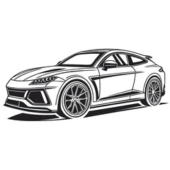 Fototapeta premium Sleek black sports coupe with aerodynamic lines sports car black and white