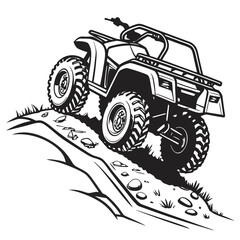 Rugged All Terrain Vehicle Climbing Hill off road driving