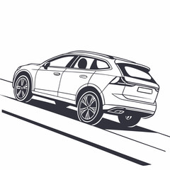 Naklejka premium Sleek modern S U V driving on a road vehicle transportation