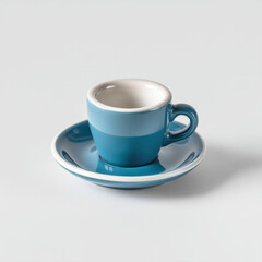 Obraz premium Isolated Blue Espresso Cup and Saucer on Minimalist Background