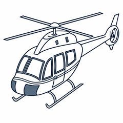 Sleek white helicopter with dark blue accents and rotor blades aviation transport