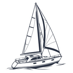 Sleek sailboat gliding on blue waves yacht sailing