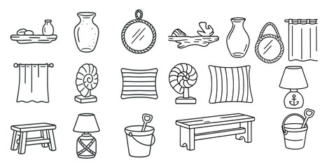 Collection of various home decor items, including vases, lamps, and pillows. Scene is cozy and inviting, with a focus on creating a comfortable living space