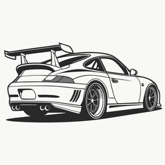 Fototapeta premium Sleek sports car with large rear spoiler and dual exhaust