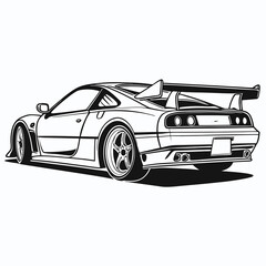 Sleek sports car with large rear spoiler automotive