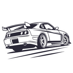 Sleek sports car with large rear spoiler automotive