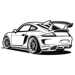 Sleek black sports coupe with rear spoiler sports car