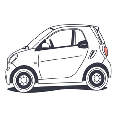 Small white car with dark accents automobile vehicle