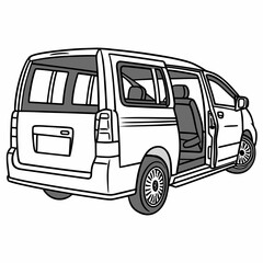 Spacious van with open doors and visible interior minivan