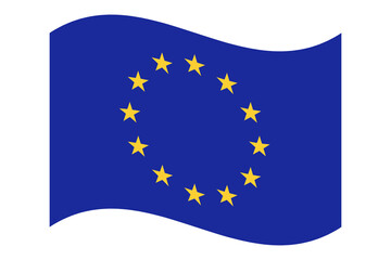 European Union Flag Waving with Golden Stars Symbol of Europe