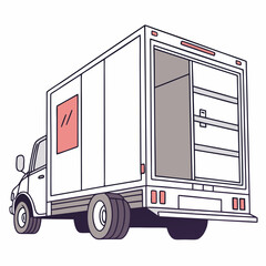 White delivery truck with open cargo doors transport