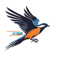 Obraz premium Colorful stylized illustration of a bird in flight, showcasing vibrant plumage and dynamic movement.