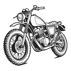 Black and white illustration of an off road motorcycle motorbike dirt bike © BOY