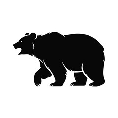 Obraz premium Silhouette of a black bear walking with its mouth open and teeth showing