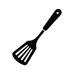 Black silhouette of a slotted spatula for cooking and flipping food