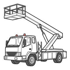 White truck with elevated platform and hydraulic arm lift machinery © RABBY