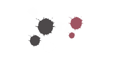 Ink Splatters: Dark Grey and Red on White Background