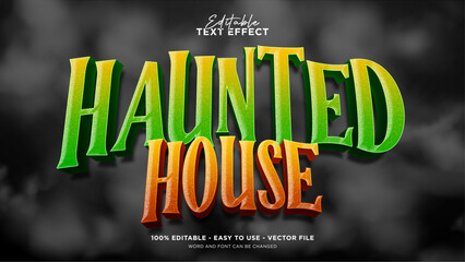 Editable haunted house 3d text effect, Halloween text effect template