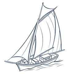 Classic sailboat gliding through blue ocean waves sailing maritime