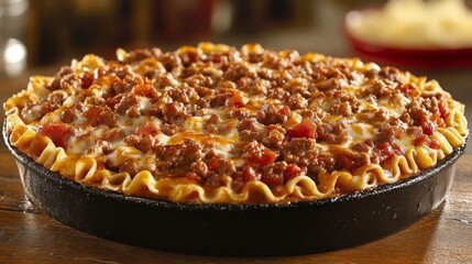 Delicious Homemade Lasagna Dish in Pan, Traditional Italian Cuisine with Layers of Pasta and Cheese