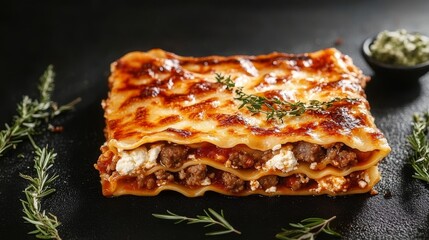 Delicious Layers of Sausage and Ricotta Cheese in a Classic Italian Lasagna Baked Casserole Dish