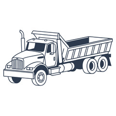 Dark blue dump truck heavy machinery construction vehicle industrial