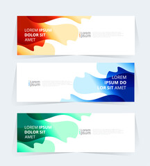 Naklejka premium banner or header template featuring a color gradient design with abstract geomatic shapes. 