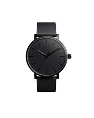 Sleek black wristwatch on a minimalistic background