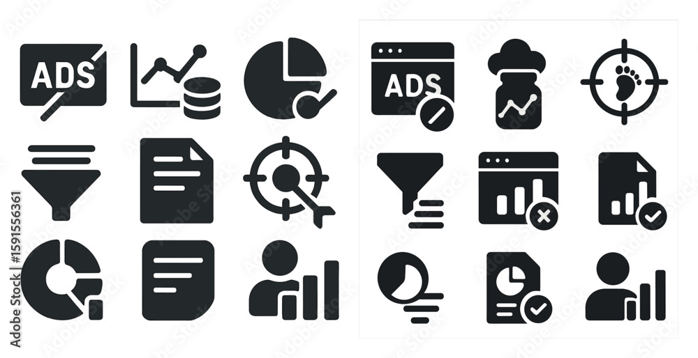 Poster the image is a collection of icons that represent various aspects of data analysis and visualization