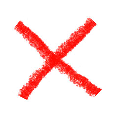 Red cross mark brush on transparent background. Grunge red cross marker png. Hand drawn red cross marker.