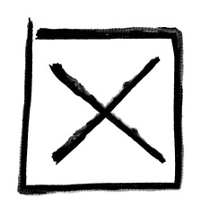 Obraz premium Red cross mark brush Stroke isolated on a transparent background