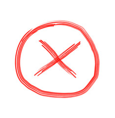 Obraz premium High quality red X Symbol in a white Circle White Background Graphic. 