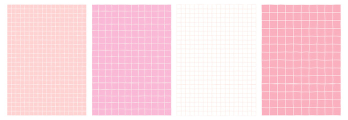 Fototapeta premium Geometric seamless pattern set light grid on background empty. Notepad paper hand drawn line style pastel color. Vector 10 eps