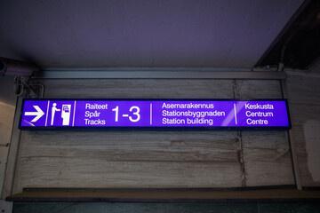 pedestrian underpass sign at Oulu railway station
