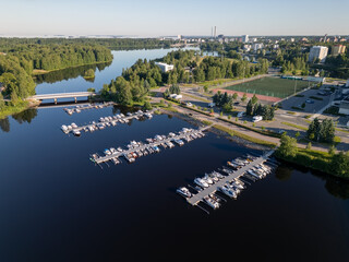 Summer morning aerial view, Oulu Finland