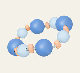 3D pastel beaded bracelet with blue tones