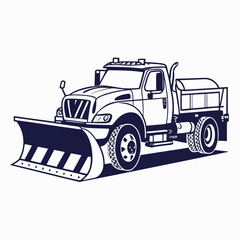 Heavy duty truck with snow plow and salt spreader winter service